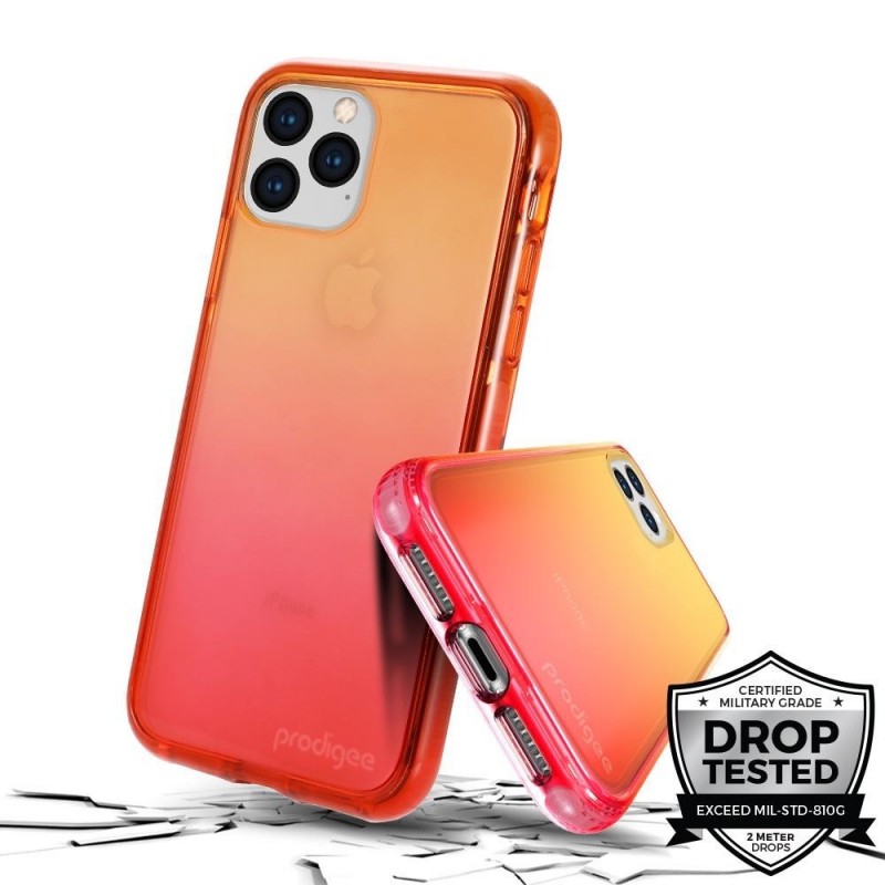 Prodigee [Safetee Flow Passion para iPhone 11 Pro MAX] Funda Protectora Multicolor De Tonos Difuminados Color Naranja Rosa con G