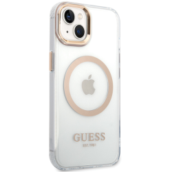 PROTECTOR GUESS HC MAGSAFE METAL OUTLINE GOLD IPHONE 15 PLUS