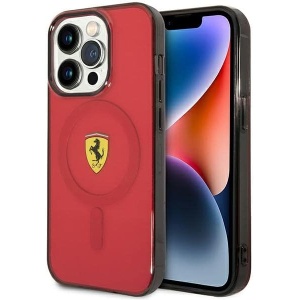 PROTECTOR FERRARI TRANSPUCENT MAG SAFE ROJO IPHONE 14 PRO MAX