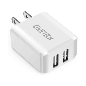 Cargador AC CHOETECH 2 x USB-A 2Amp Universal (SIN CABLE) Blanco