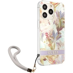 PROTECTOR GUESS FLOWER STRIPE MORADO IPHONE 14