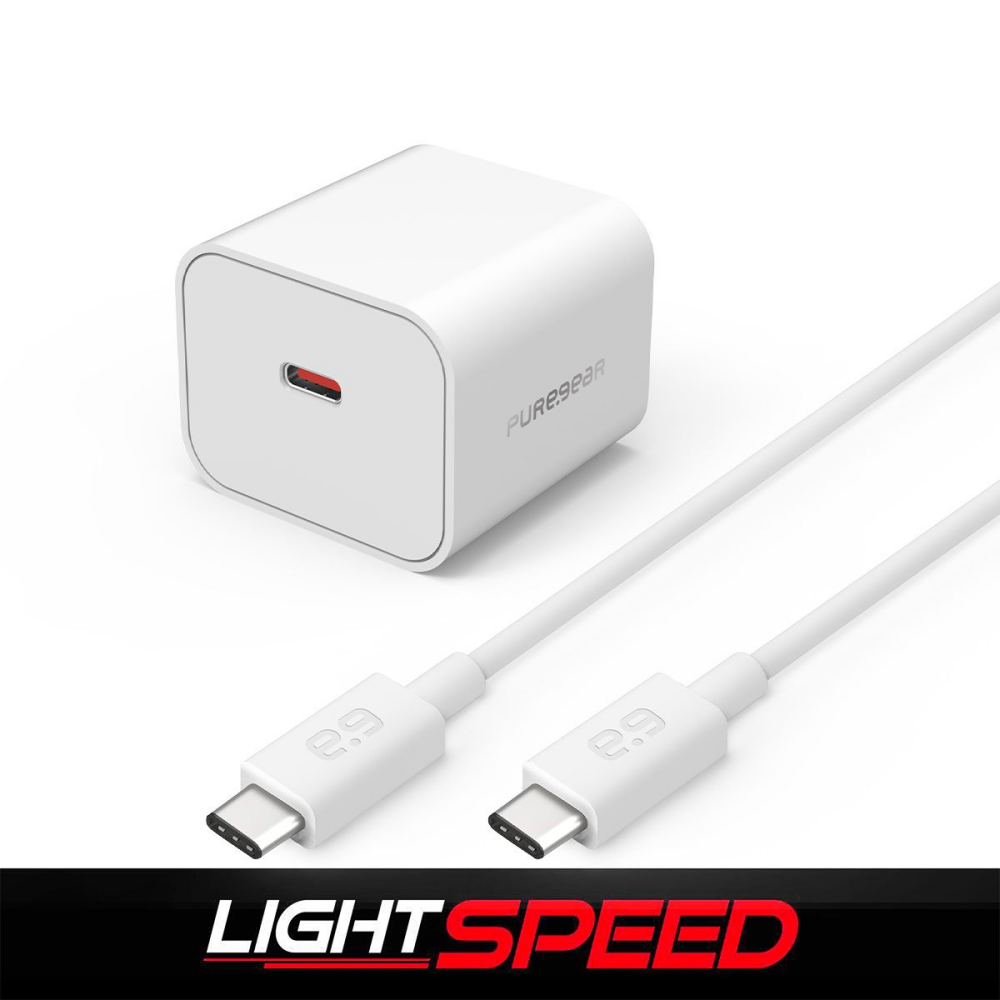 CARGADOR DE PARED PUREGEAR 1 PUERTO USB-C Y CABLE TIPO C A TIPO C BLANCO 30W