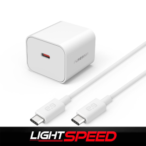 CARGADOR DE PARED PUREGEAR 1 PUERTO USB-C Y CABLE TIPO C A TIPO C BLANCO 30W