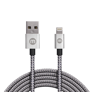 CABLE MOBO USB NYLON BICOLOR PLATA LIGHTNING - USB A 2 METROS