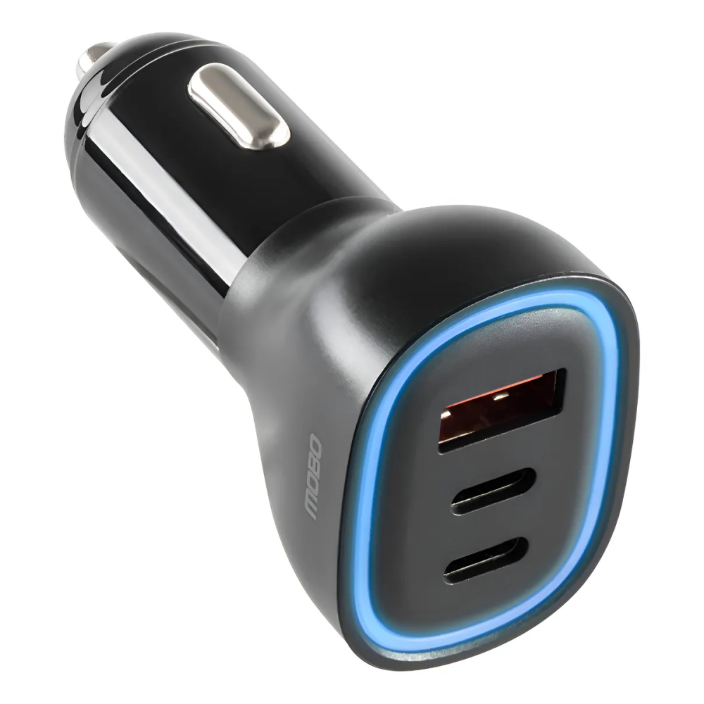 CARGADOR PARA AUTO MOBO DRIV 3 PUERTOS 1A+2C NEGRO 60W