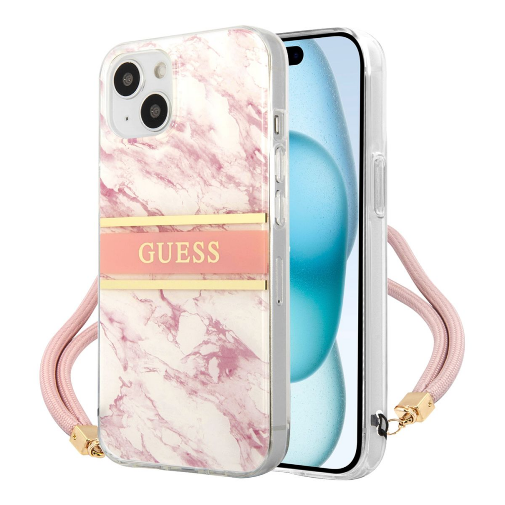 PROTECTOR GUESS MARBLE STRIPE ROSA IPHONE 15