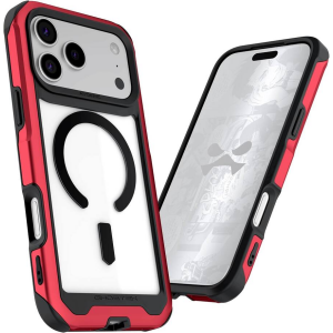 Funda GHOSTEK Atomic para iPhone 17 PRO MAX Aluminio Roja Transp MagSafe