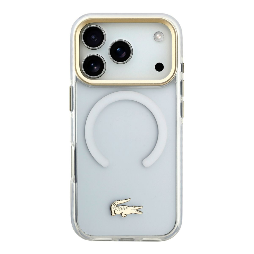 PROTECTOR LACOSTE MAGSAFE GOLD BLANCO IPHONE 17 PRO