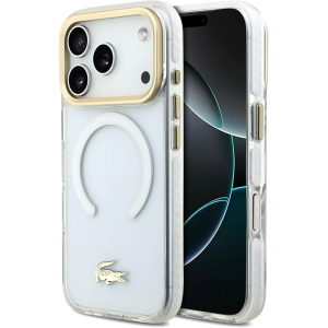 PROTECTOR LACOSTE MAGSAFE GOLD BLANCO IPHONE 17 PRO MAX
