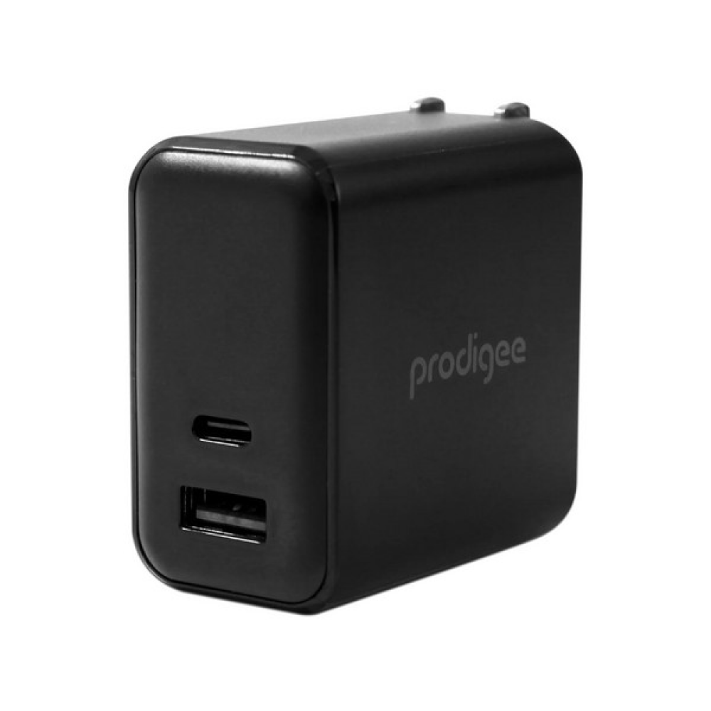 Cargador AC PRODIGEE USB-C GaN PD 65W Dual USB-A Universal Negro (sin cable)