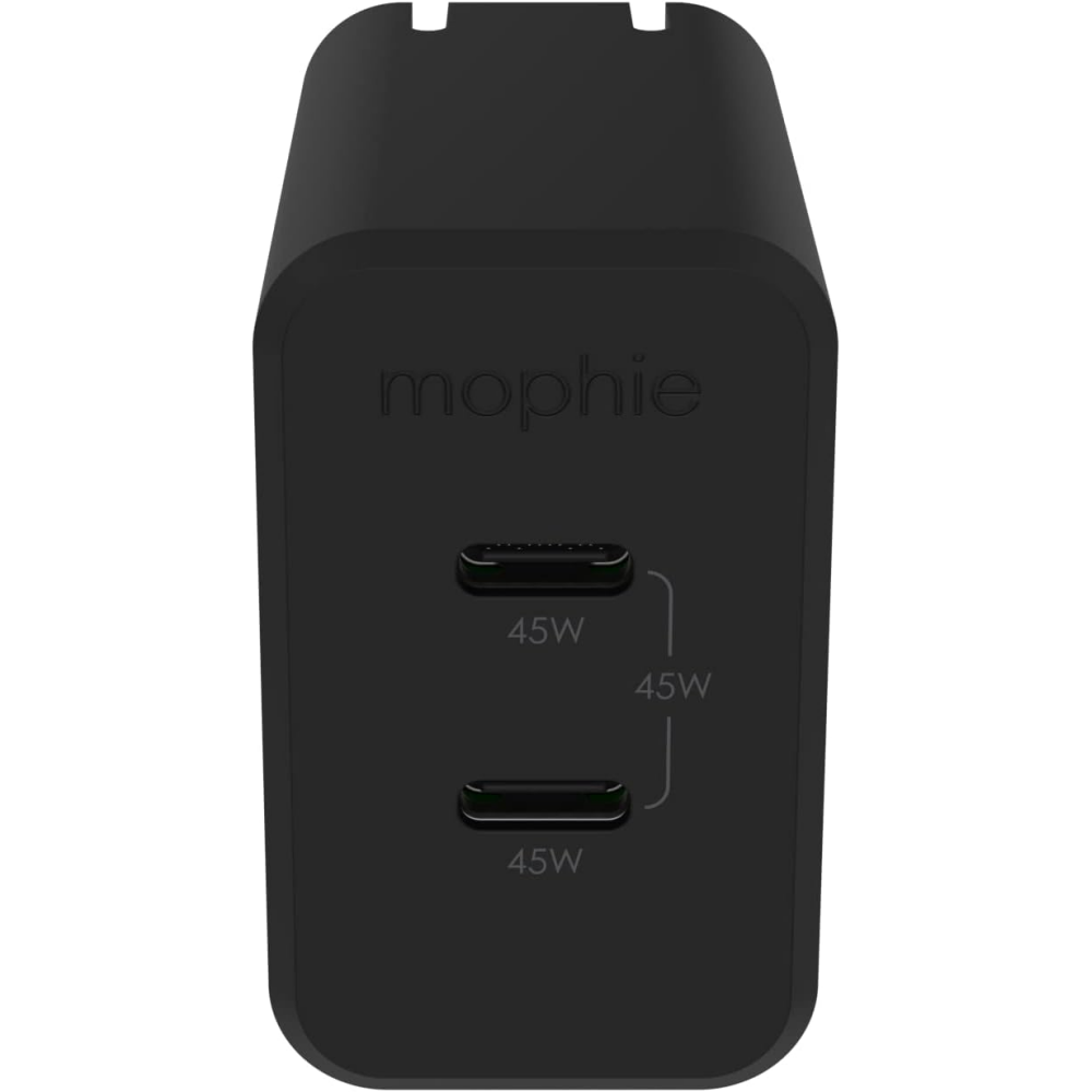 mophie Power Adapter USB-C PD Dual 45W GaN - Black
