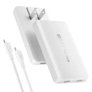 ADAPTADOR 1 HORA GAN 65W 2-PORT CHARGER INCLUDES TYPE CABLE BLANCO GAR323